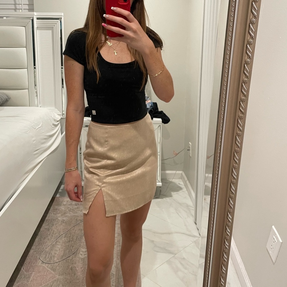 Champagne color mini skirt